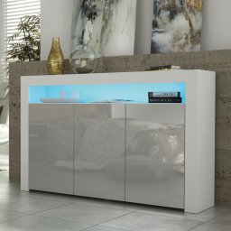 Komoda Aether 155cm RTV ONE FURNITURE - Biały Laminat & Szare Drzwi