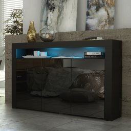 Komoda Aether 155cm RTV ONE FURNITURE - Czarny Laminat & Połysk