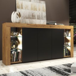 Komoda Eden 164cm RTV ONE FURNITURE - Laminat Dębowy & Czarny