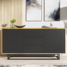 Komoda RTV Vista 140cm Loft ONE FURNITURE Laminat Dębowy & Czarny