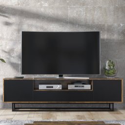 Szafka RTV Rift 200cm Loft ONE FURNITURE - Laminat Brąz Rustrykalny