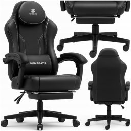 FOTEL GAMINGOWY PIKOWANY PREMIUM BIUROWY OBROTOWY KRZESŁO PODNÓŻEK + MASAŻ