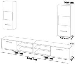 Meblościanka Pojemna Do Pokoju Szafka Rtv 240cm Wotan Butelkowa Zieleń