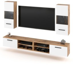 Meblościanka Młodzieżowa Wisząca Nowoczesna Rtv 240cm Szafka Wotan Biała