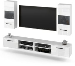 Meblościanka Do Sypialni Salonu Młodzieżowa Rtv 240cm Blande Biała Połysk