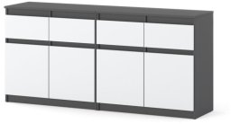 Komoda Do Salonu Nowoczesna Pojemna 4 Szuflady Szafka Szara Mat Biały Mat