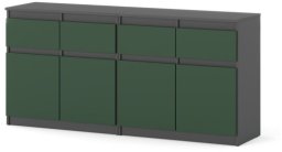 Komoda Do Sypialni 4 Szuflady Szara Mat Butelkowa Zieleń Duża Szafka 160cm