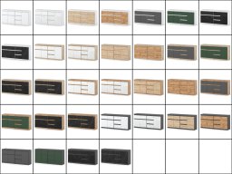 Duża Komoda Szafka 160cm 5 Szuflad Nowoczesna Salon Szary Mat Dąb Sonoma