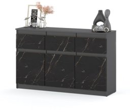 Komoda Pojemna 3 Szuflady Szafka Do Sypialni 120cm Szary San Sebastian