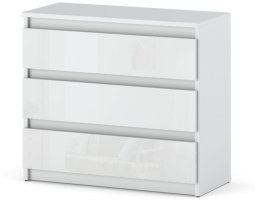 Komoda Nowoczesna 3 Szuflady Pojemna Szafka Salon Sypialnia Biały Połysk