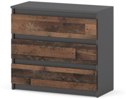 Komoda 3 Szuflady 80cm Szafka Rtv Szara Vintage Do Sypialni Duża Nowoczesna