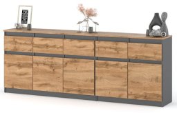 Komoda Nowoczesna Do Sypialni Pojemna Szafka 200cm 5 Szuflad Szara Wotan