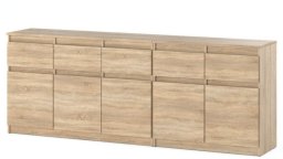 Komoda Drewniana Nowoczesna Szafka Best Oleksa 5 Szuflad 200cm Dąb Sonoma