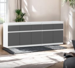Komoda Best Oleksa 200cm 5 Szuflad Sypialnia Salon Nowoczesna Biała Szara