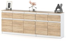 Komoda Młodzieżowa Do Salonu Best Oleksa 200cm Z 5 Szufladami Biała Sonoma