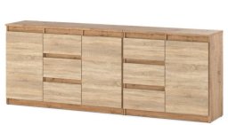 Komoda Pojemna Do Salonu Nowoczesna 6 Szuflad 200cm Dąb Wotan Sonoma