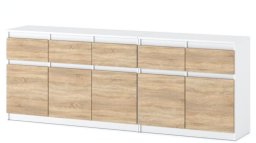 Komoda Szafka Do Pokoju Młodzieżowego 200cm 5 Szuflad Biała Sonoma