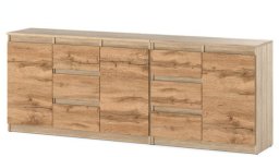 Komoda Nowoczesna 200cm 6 Szuflad Sypialnia Salon Młodzieżowa Sonoma Wotan