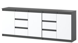 Komoda Młodzieżowa Z 6 Szufladami Do Salonu Sypialni 200cm Szara Biała Mat