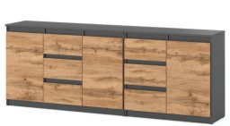 Komoda Do Sypialni Best Agnes 200cm 6 Szuflad Pojemna Szafka Szara Wotan