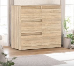 Komoda Drewniana Agnes 3 Szuflady Do Salonu Młodzieżowa 80cm Dąb Sonoma