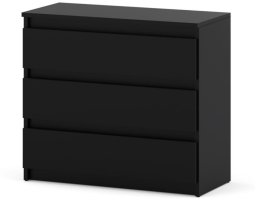 Komoda 3 Szuflady Szafka 80cm Nowoczesna Salon Sypialnia Loft Czarna Mat