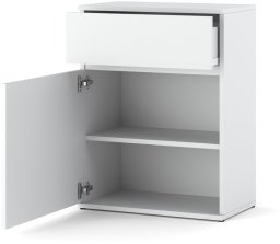 Komoda Biała Z Szufladą Salon Sypialnia Szafka 60cm Nowoczesna Bezuchwytowa