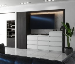 Komoda 10 Szuflad Pojemna Szafka Hugo Stolik Rtv 160cm Salon Biały Mat