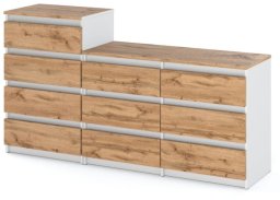 Komoda 10 Szuflad Szafka Salon Sypialnia Nowoczesna 160cm Biały Dąb Wotan
