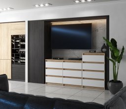 Komoda 10 Szuflad Szafka Młodzieżowa Stolik Rtv 160cm Salon Dąb Sonoma