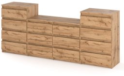 Komoda 14 Szuflad Drewniana Szafka Meblościanka Stolik Rtv 220cm Dąb Wotan