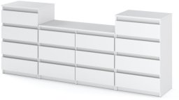 Komoda 14 Szuflad 220cm Szafka Do Salonu Sypialni Meblościanka Biała Mat