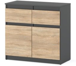 Komoda 2 Szuflady Szary Dąb Sonoma 80cm Szafka Rtv Salon Sypialnia Oleksa
