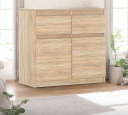 Komoda Drewniana Szafka Rtv Do Salonu 80cm 2 Szuflady Szafka Dąb Sonoma