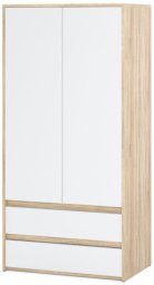 Hurtownia-Mebli Szafa Garderoba 90cm 2 Szuflady Półki Drążek Salon Sypialnia Sonoma Biały