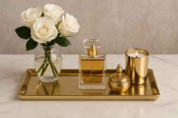 Taca metalowa ozdobna 38x16x2 cm złota