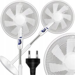 WENTYLATOR STOJĄCY WIATRAK PODŁOGOWY CICHY MOCNY 7 ŁOPATEK 3 TRYBY BIAŁY