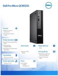 Komputer Dell Pro Micro QCM1250 W11Pro i3-14100T/16GB/512GB SSD/Integrated/WLAN + BT/Kb/Mouse/3YPS