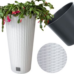Doniczka okrągła ratanowa 30cm Donica wysoka + wkład dystansowy