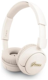 Słuchawki nauszne Guess Bluetooth 5.3 Metal Logo Script beżowy