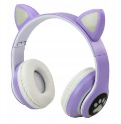 Słuchawki Lean Kocie Uszy fioletowe (25061)