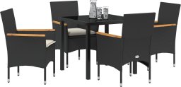 vidaXL vidaXL Zestaw Ogrodowy 5 Części z Poduszkami w Czarnym Rattan