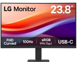 Monitor LG MT VA LCD LED 23,8" 24U421A - panel VA, 1920x1080, zakrzywiony, 100hz, USB-C, HDMI