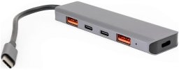 HUB USB Club 3D PLATINET MEDIA HUB USB-C TO 2X USB-A 3.2 GEN2 + 2X USB-C 3.2 GEN2 + USB-C PD 100W 5IN1 ALUMINIUM [46237]