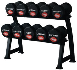 Zestaw hantli gumowanych 2 x 4-20 kg 5 par (120 kg) UNDERFIT + stojak STR38