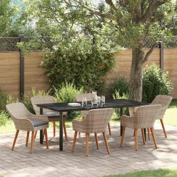 vidaXL Zestaw do jadalni 7 pcs Jasnoszary i czarny 200x100x74 cm (3261717)