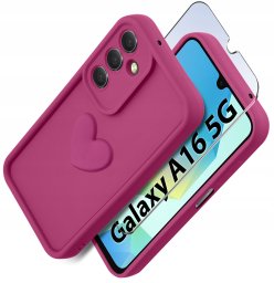 krainaGSM Etui do Samsung A16 5G silikonowe MATOWE serce + Szkło ochronne na ekran 9H