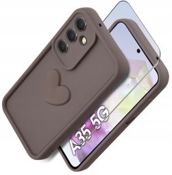 Etui do Samsung A35 5G silikonowe MATOWE serce + Szkło ochronne na ekran 9H