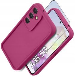 Etui do Samsung A35 5G silikonowe MATOWE + Szkło ochronne na ekran 9H