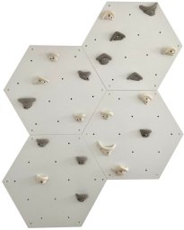 Ścianka wspinaczkowa sześciokątna 4x szara płyta + 20 białe/szare uchwyty